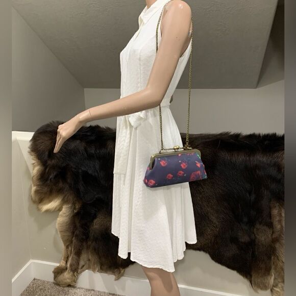 Handmade Genuine Leather Rose Printed Clutch/Shoulder Bag/Crossbody/Evening Bag - Picture 13 of 16